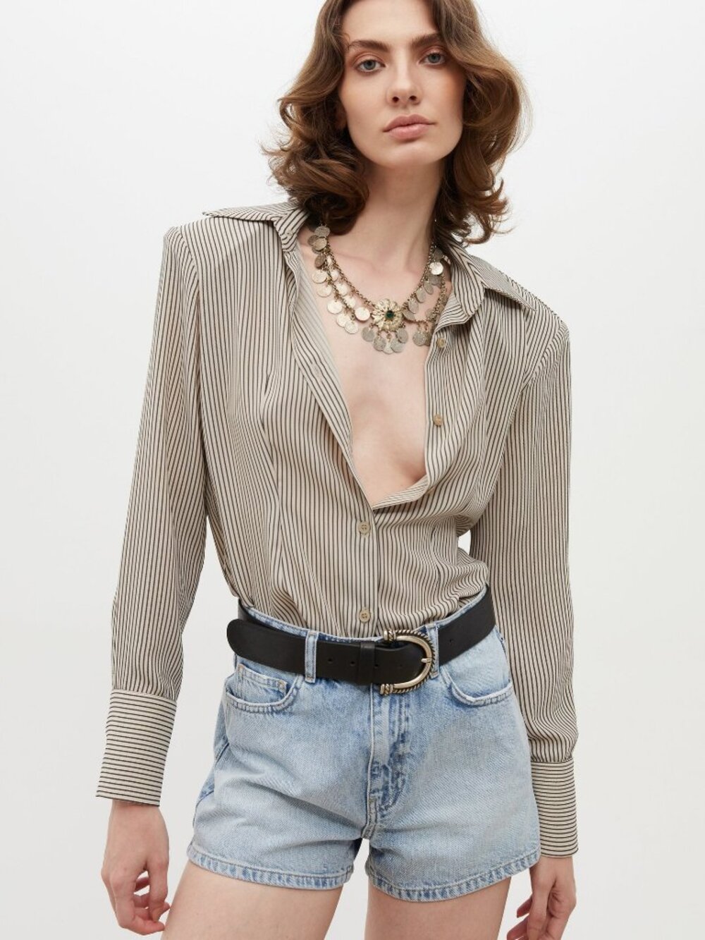 La Commune Magique Beige Striped Shirt 36
